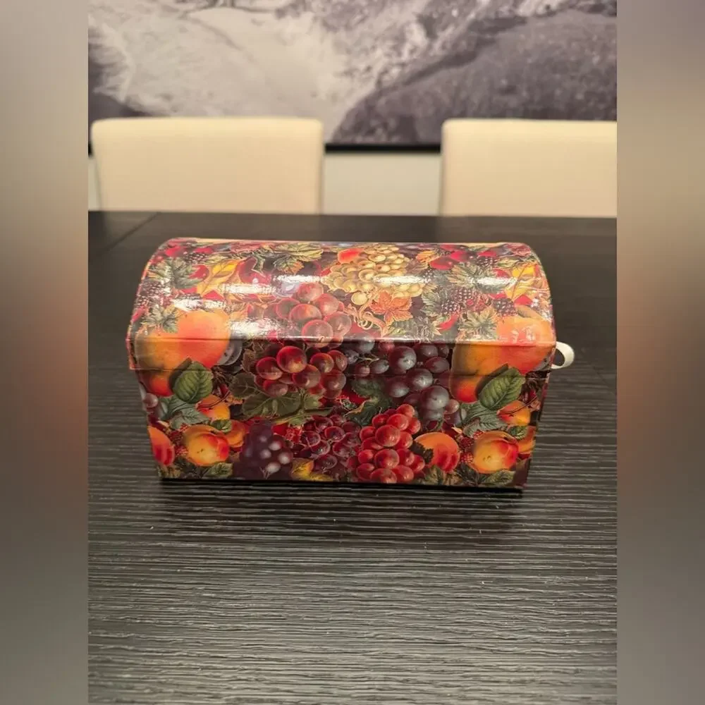 Vintage Fruit Motif Cardboard Jewelry Box Storage Box with Mirror